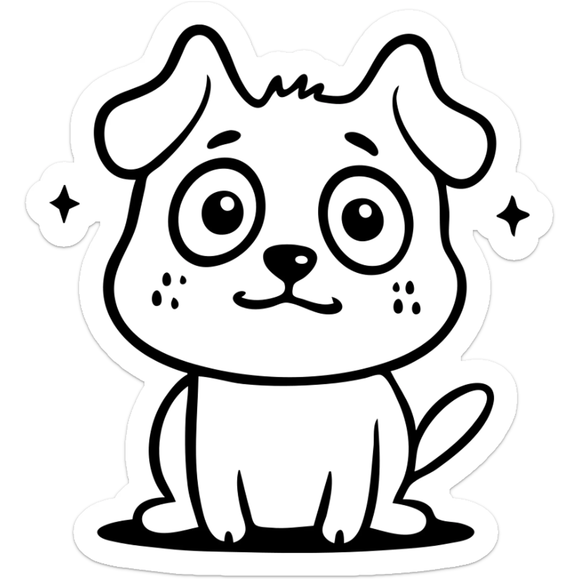 Nervous dog with wide worried eyes, trembling, with anxiety sweat drops sticker