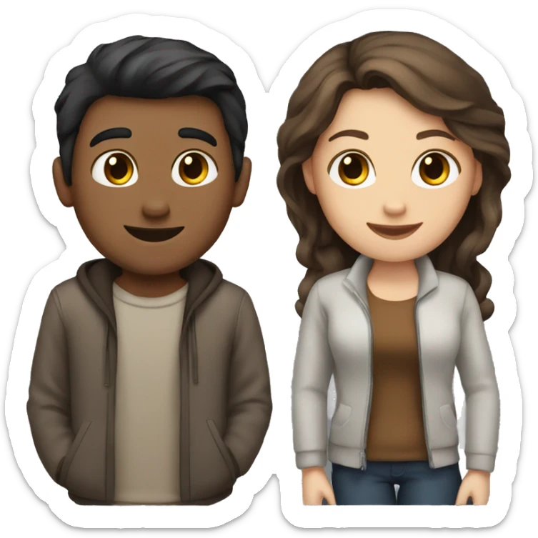 A guy with dark hair and a girl with brown hair sticker