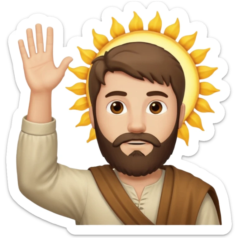 joshua bible chracter bearded man raising his hand stopping the sun sticker