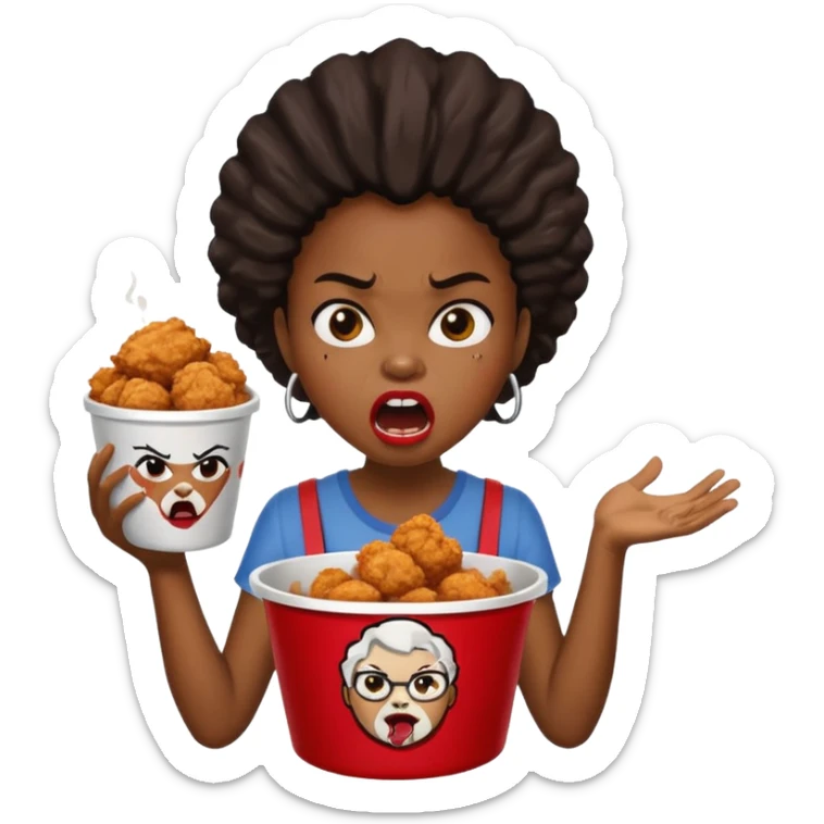 tsion angry black girl ragebait fat running 100 kfc chicken dirty mouth angry bad word sticker