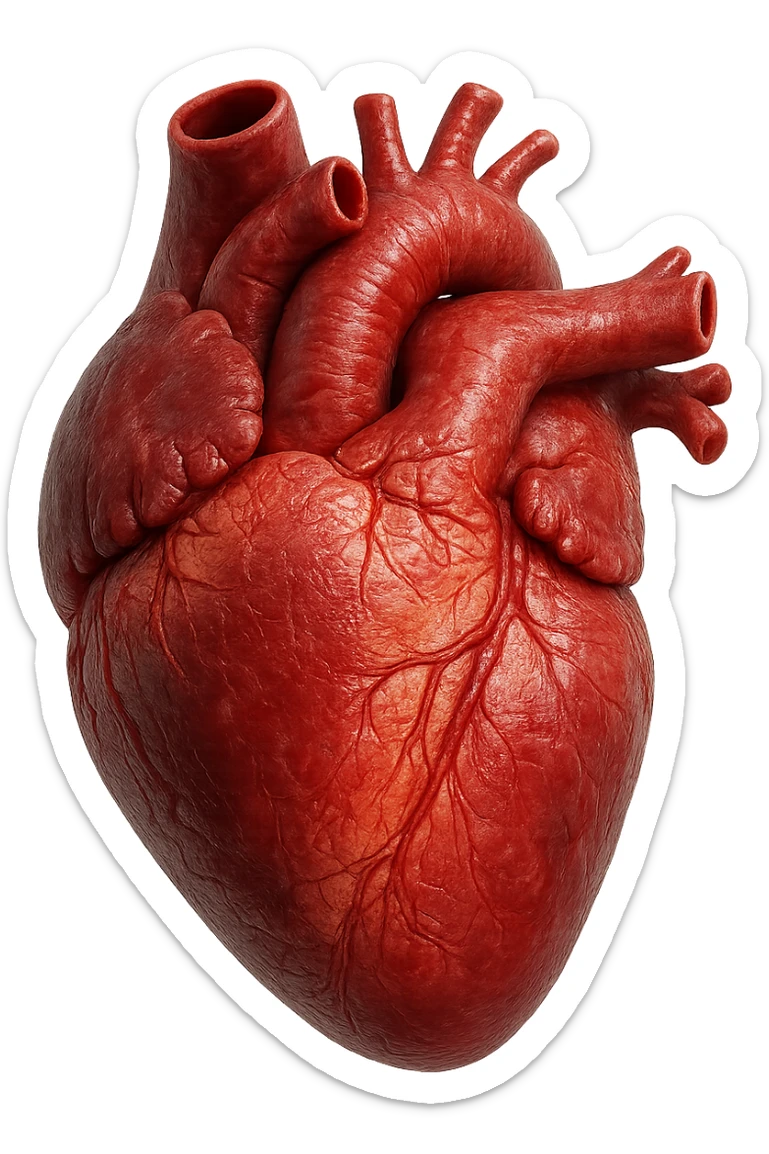 VENTRICOLO SINISTRO DI UN CUORE anatomico umano, iperrealistico 4k, isolato su sfondo bianco sticker