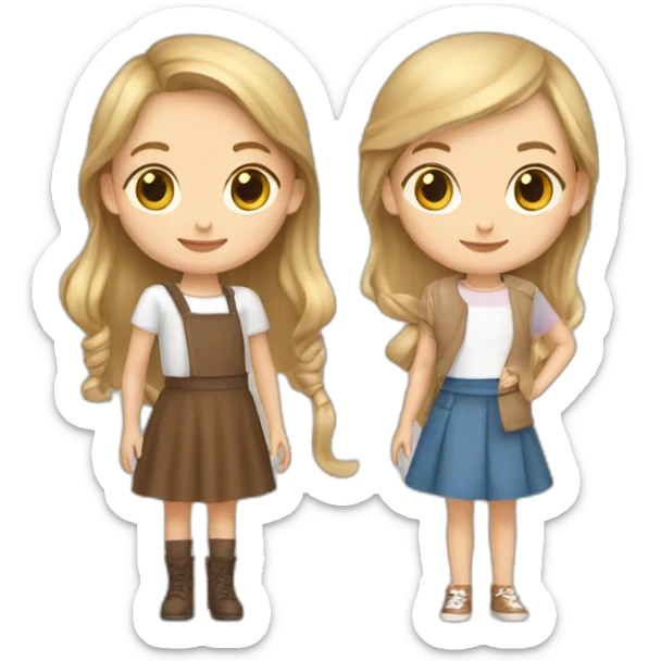 One 7 yo blond and one 12 yo brown hair girls with crepes sticker