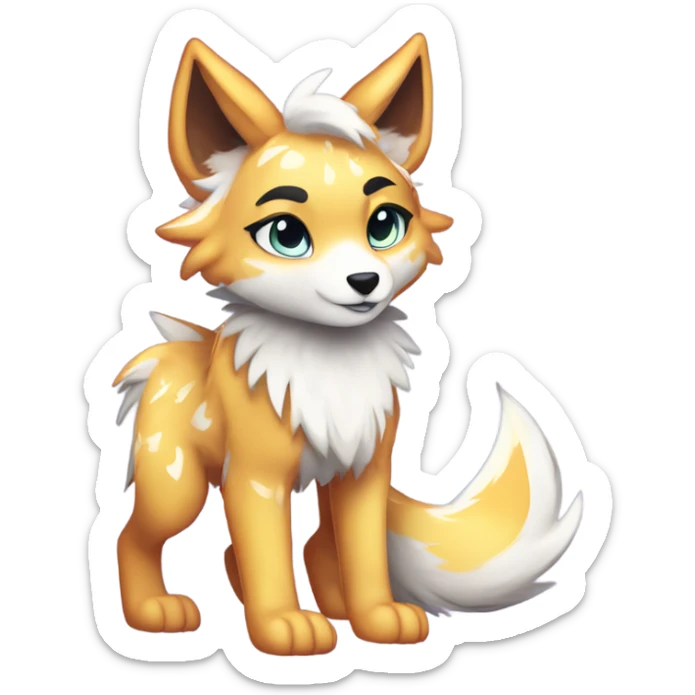 Anthro Colorful Shiny Fionbri-Falvie-sparkle-wolf-sona with edgy markings full body sticker