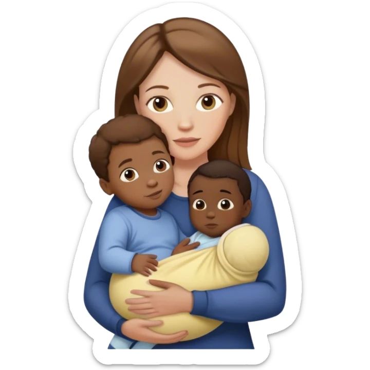 white mother with brown hair, holding a biracial baby, with a black father next to them sticker