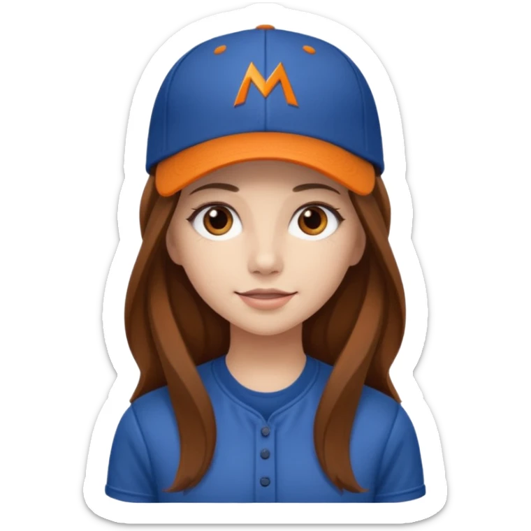 dziewczyna w długich brązowych włosach z czapką z daszkiem zespołu mclaren sticker