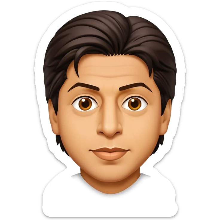 Cinematic Realistic Shah Rukh Khan Pop Culture Emoji, showcasing the charismatic charm of the Bollywood superstar rendered with lifelike detail and captivating lighting. sticker