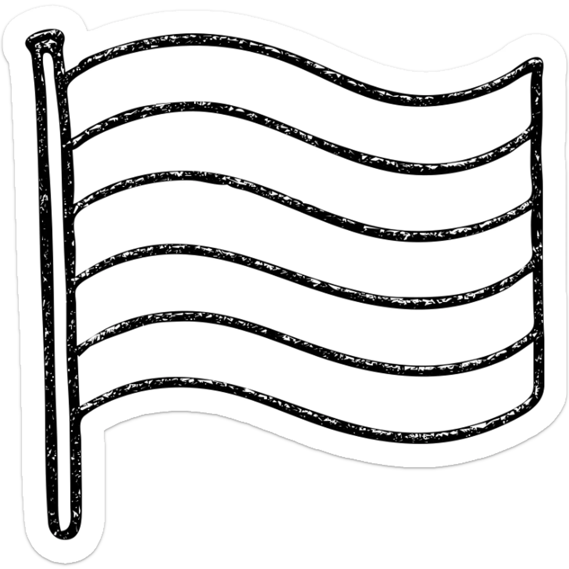 hand-drawn outline of a pride flag waving with black lines and no fill sticker