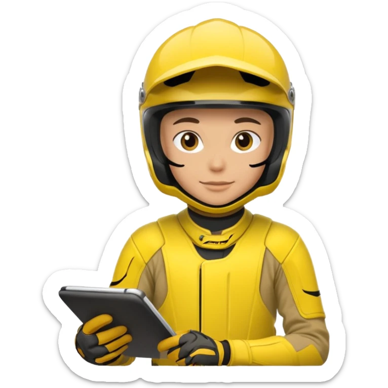 dirtbike rider in yellow gear signing autographs sticker