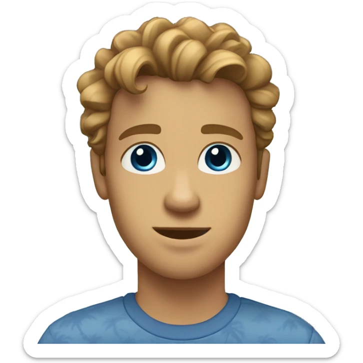 Male with light brown wavy hair, Blue eyes. Palm trees in the background sticker