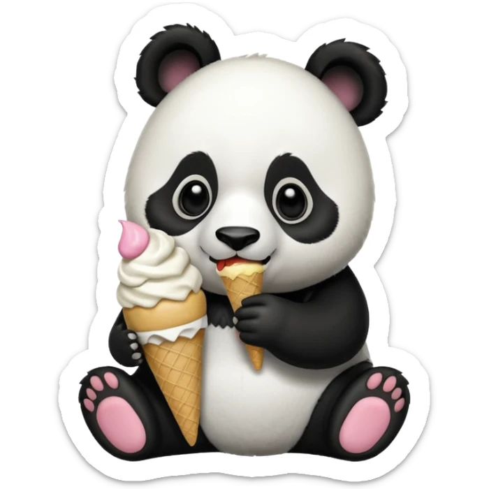 Panda eating ice cream sticker