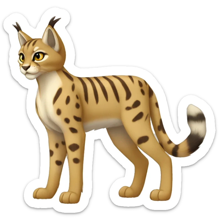 Striped and spotted Lynx-Caracal-Fakemon-hybrid full body sticker