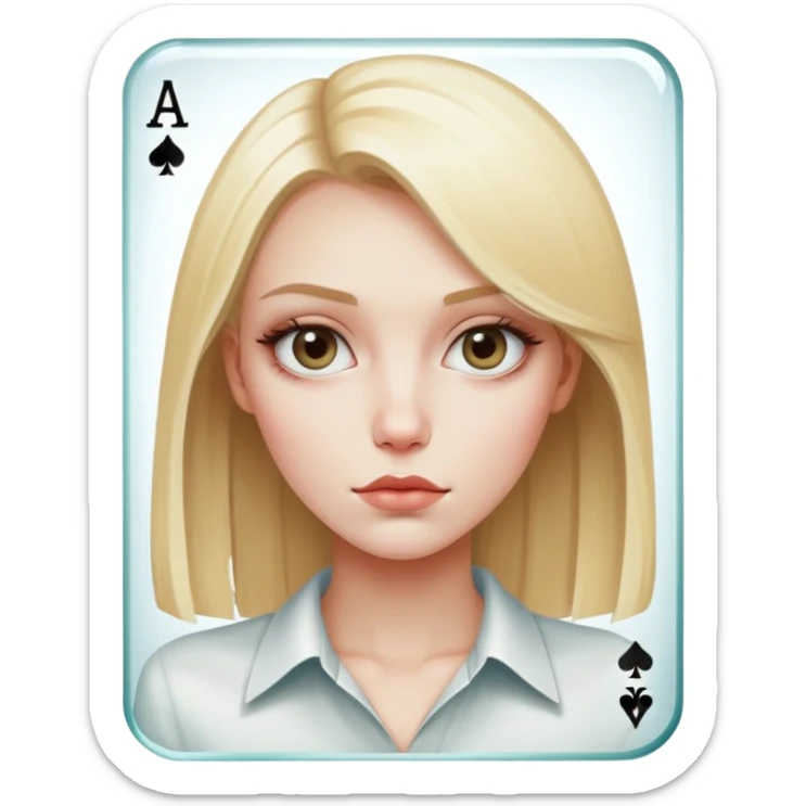 skinny white skin face blonde girl with large square glass poker face sticker