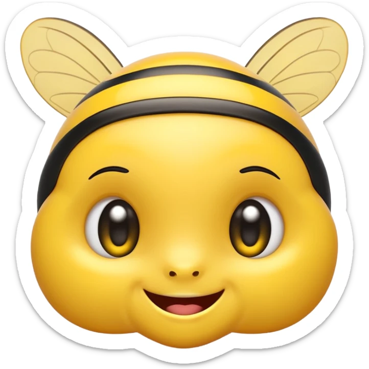 Yellow big shiny eyes emoji smiling and blushing with Bumblebees around it and its happy sticker