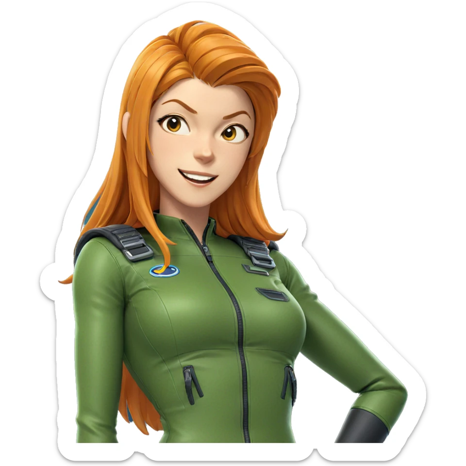smiling girl in pilot suit sticker