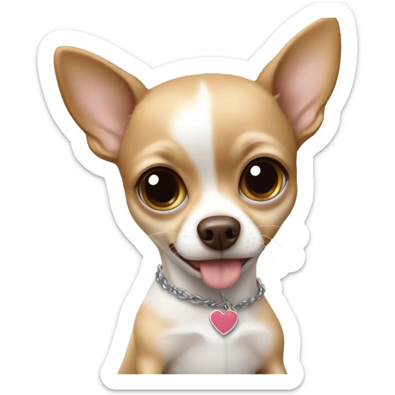 Brown and white chihuahua in the arms of a blond girl  sticker