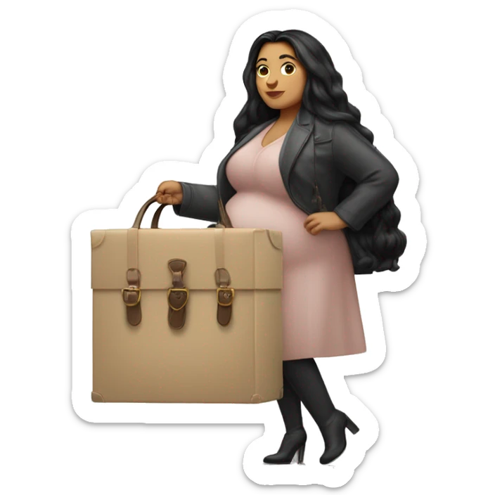 Fat woman with long black hair carrying a dior saddle bag an a box sticker