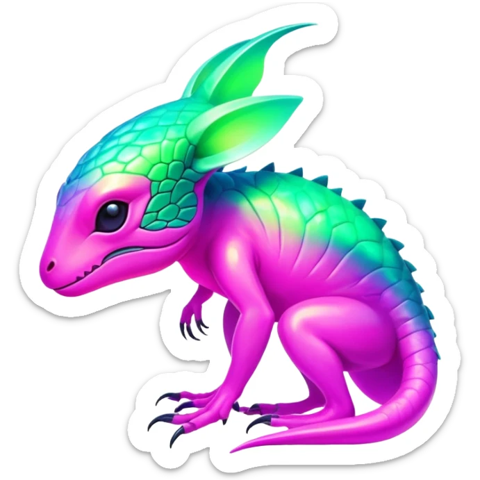 Tropical futuristic lush neon Fionbri-Vernid-creature (full body) sticker