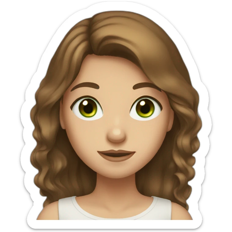 green eyes and long brown hair girl sticker