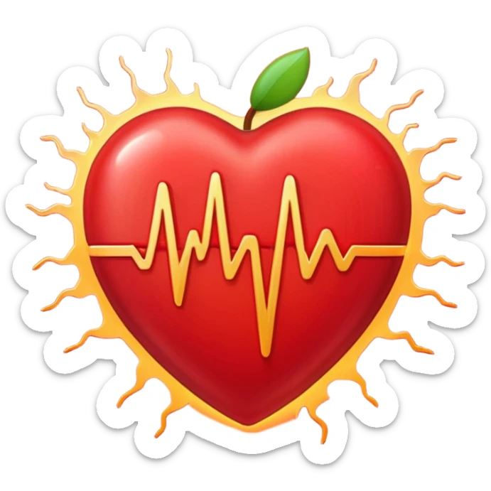 emoji of a red beating heart with gentle motion lines or soundwave pulses around it, symbolizing a heartbeat. Smooth, glossy Apple emoji design with soft highlights and a warm, lively glow sticker
