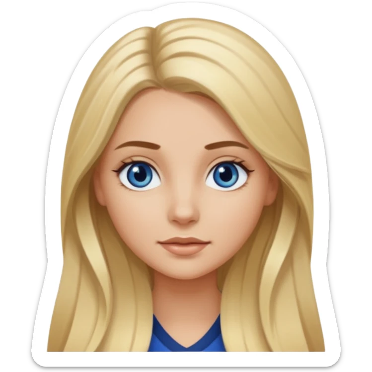 white long blonde hair girl with darker roots in her hair and dark blue eyes that's not really tan but not pale sticker