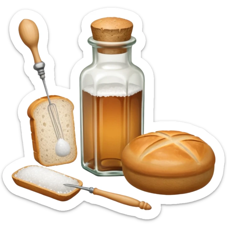  a one victorian bottle of salt and a loaf of bread - crochet needles and a ball of wool sticker