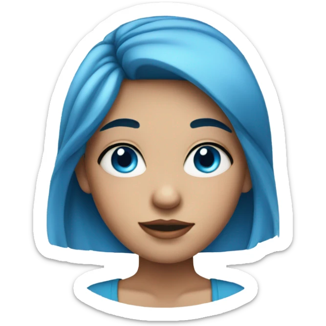 teenage girl with blue eyes and blue hair sticker
