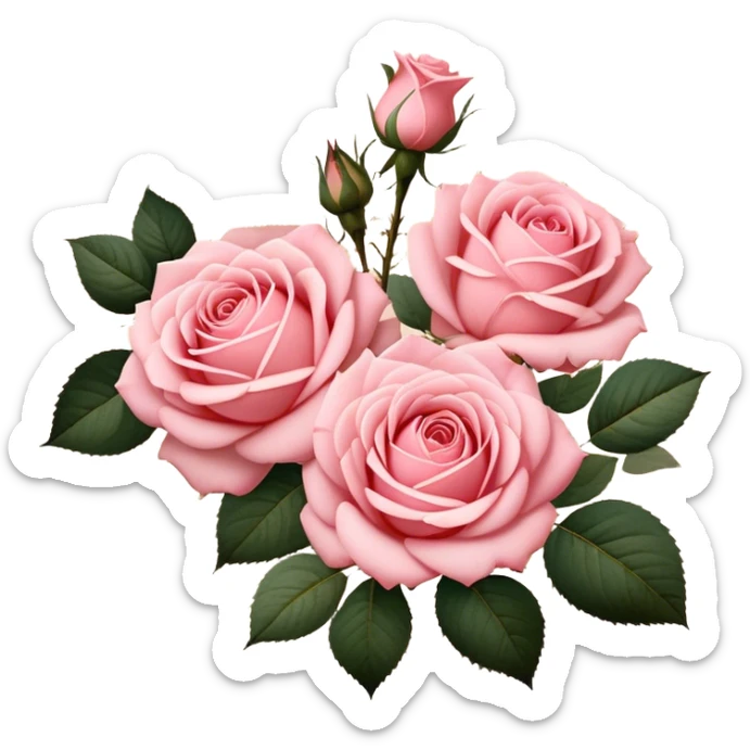 Aesthetic flat lay of blush pink roses on aged parchment, golden calligraphy details. sticker