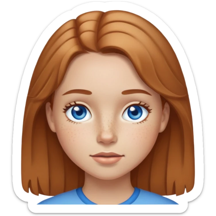 Girl with light skin, light brown hair, blue eyes, and freckles sticker