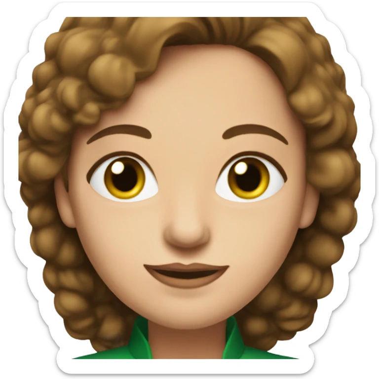 Distinguished woman with green eyes, brown hair, in her 40's sticker