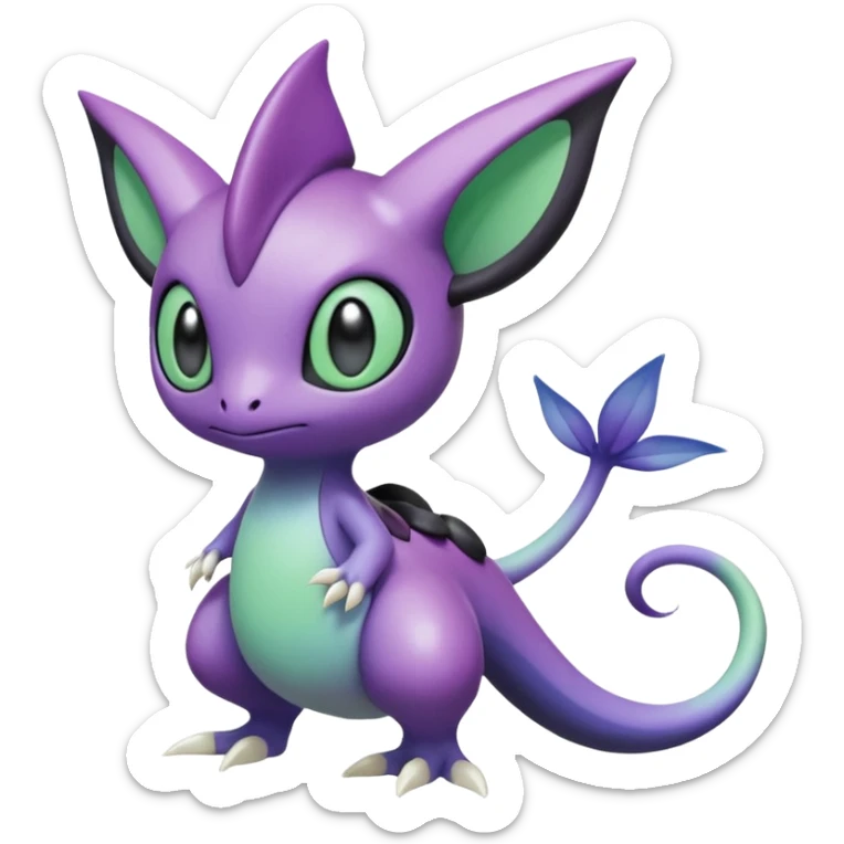 Violet-purple-black-white-gradients Meloetta-Larvitar-Axew-Grovyle-Pokémon-Fakémon-creature sticker