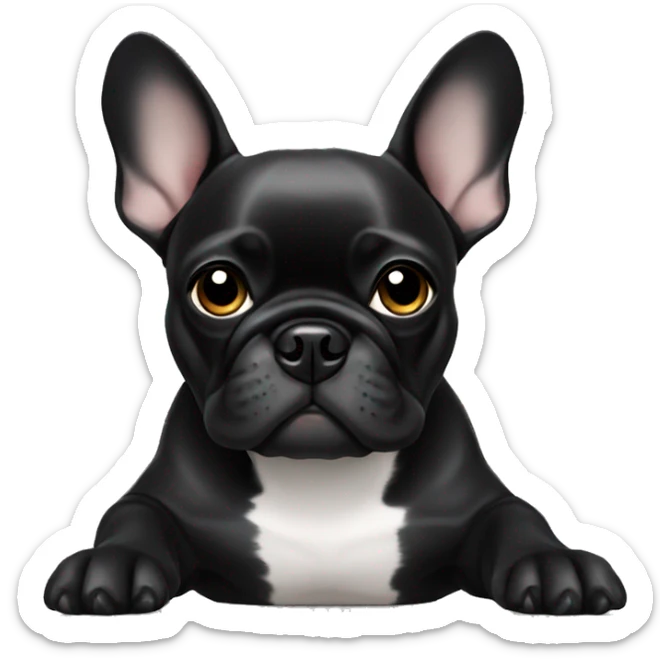 Black Frenchie laying  sticker