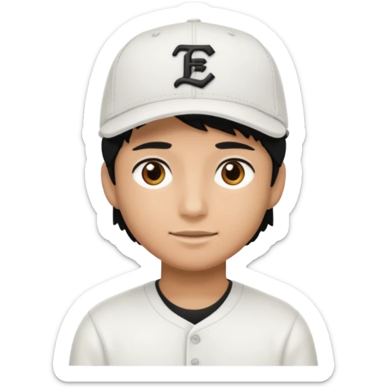 Create a person wearing a white New Era cap, with black hair and brown eyes.
 sticker