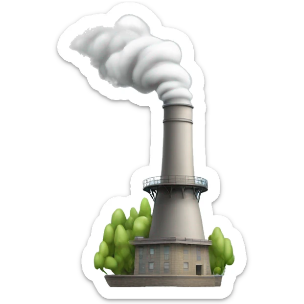hydroelectric power station chimney with smoke coming out of sticker