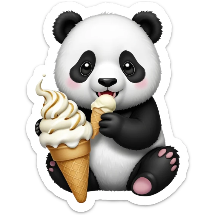Panda eating ice cream sticker
