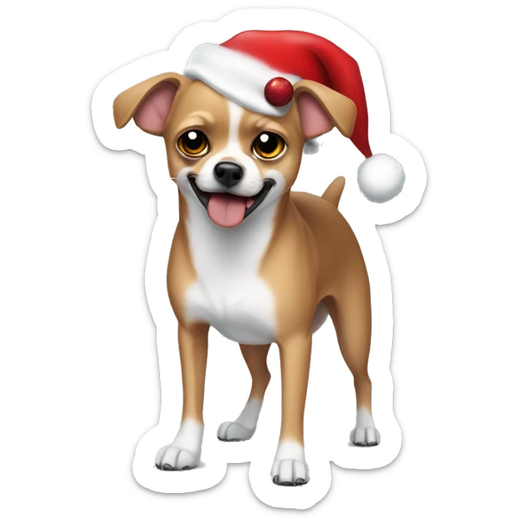 Jason from Friday the 13th wearing a Santa hat and holding a Chihuahua sticker