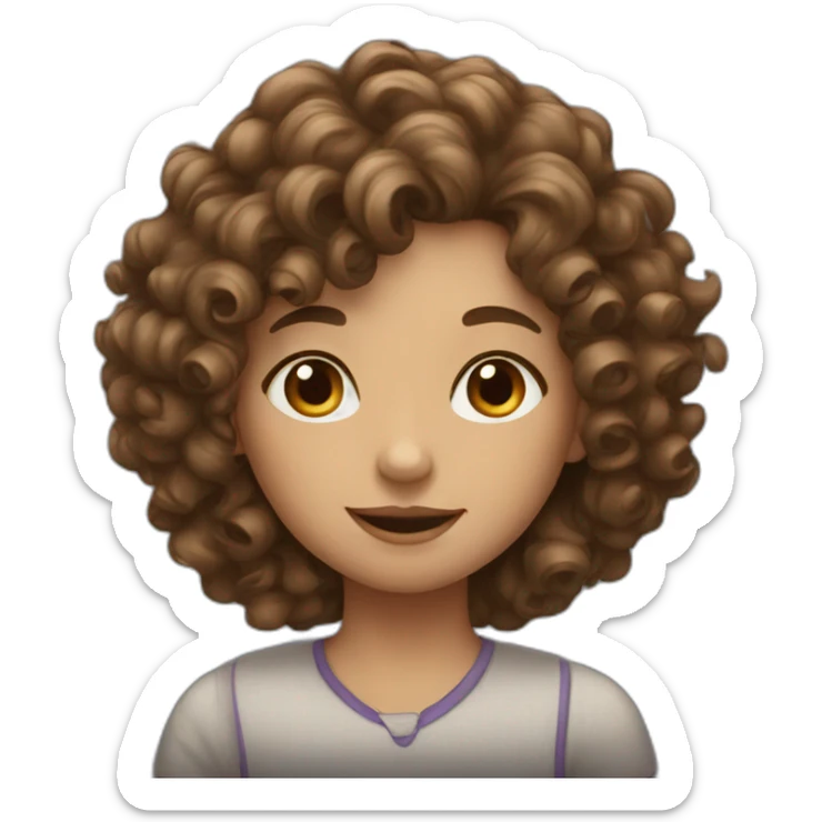 a girl named house with curly long dark brown hair sticker