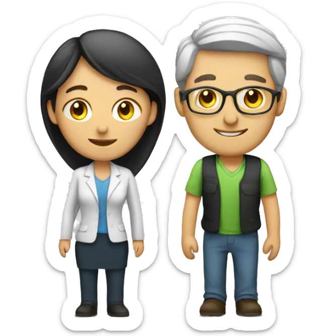 A couple the female is teacher and the male is engineer sticker