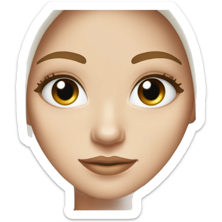 white girl with brown long hair and a iced coffee green eyes fair skin sticker