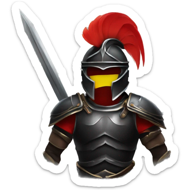 Fantasy spartan warrior male wearing detailed black armor with a red plumed helmet
 sticker