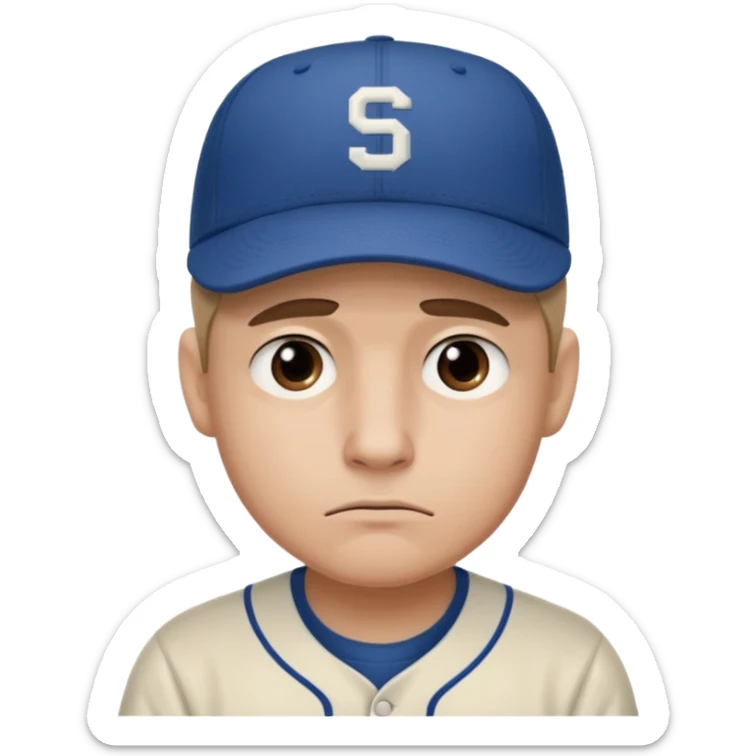 Una carita triste con una gorra de base pro show i q se llame rober sticker