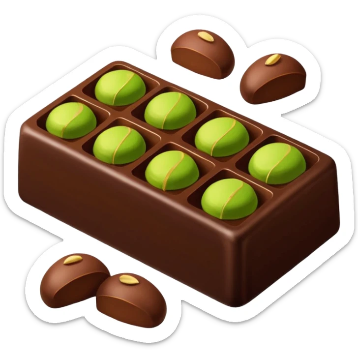 dubai chocolate with pistachio crunchy filling so delicious and irresistible green and brown  sticker