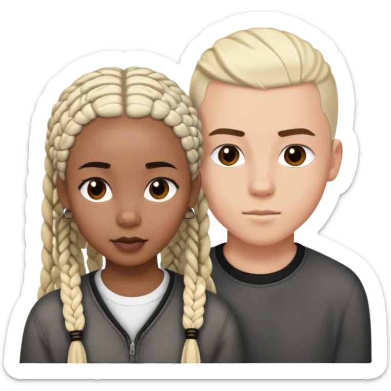 Teenage Interracial couple of a black woman with black box braids and a white blonde man with a buzz cut  sticker