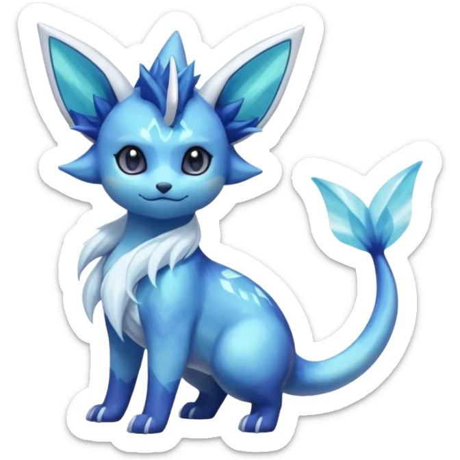 Nebulae Amaura-Noibat-Vaporeon-Glaceon-Meowstic-Fakémon-hybrid-creature (full body)  sticker