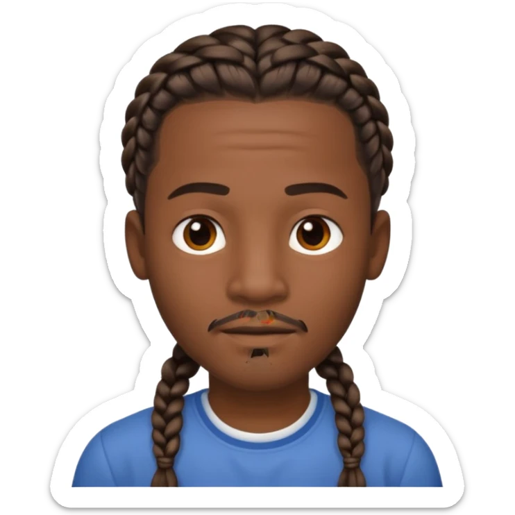 Hazme un emoji de un hombre negro con trenzas y una pequeña perilla sin bigote sticker