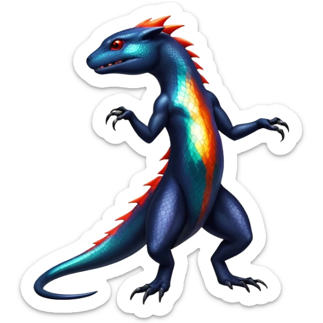 Colorful Dark Shiny Exotic Salandit-Quilava-Fakémon-hybrid-creature (full body)  sticker