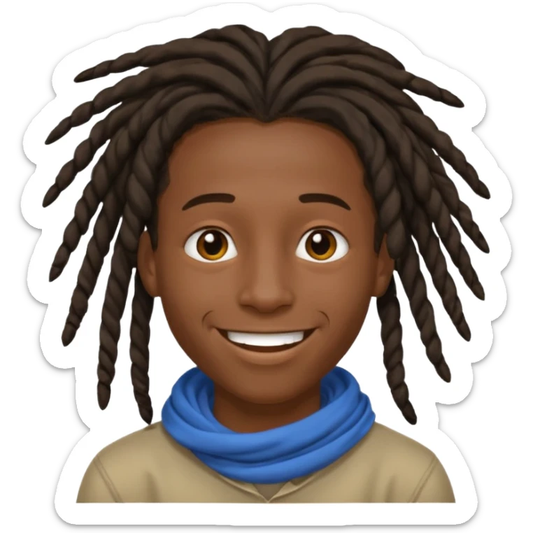 make me a black darkskin doctor with mid head lenght dreads, he is a teen, no face hair, make him happy, make his dreads drape in his face sticker