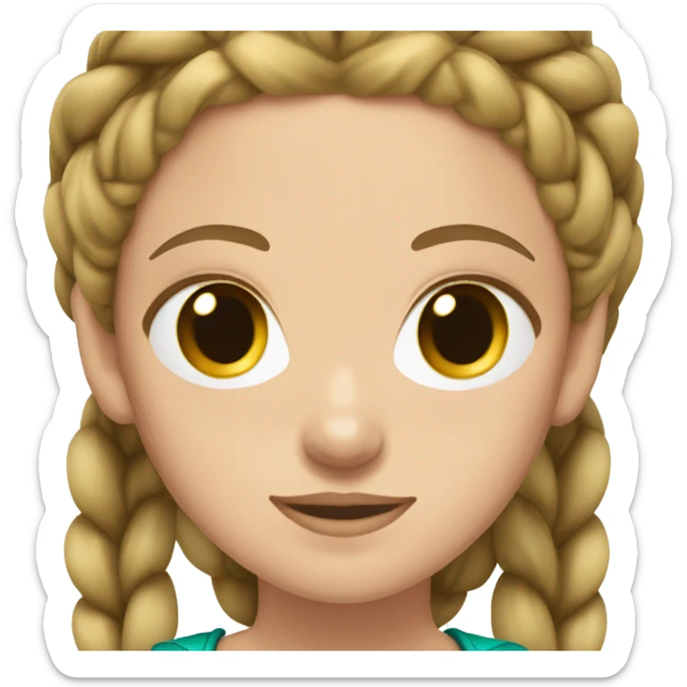 White girl with teal double Dutch braids for hair and brown eyes  sticker