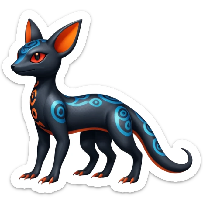 Colorful Dark Shiny Exotic Salandit-Umbreon-Quilava-Fakémon-hybrid-creature (full body)  sticker