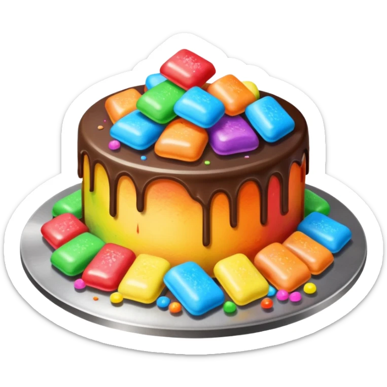 Blackstone grill with pile of mashed up rainbow candies and hibachi flippers sticker