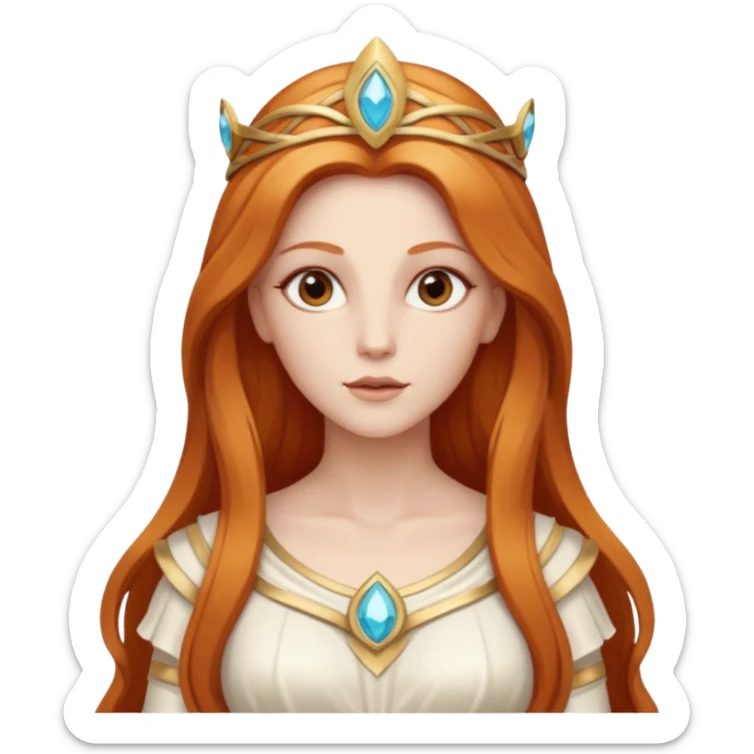 Minerva, Goddess of Wisdom from Gods and Goddesses with long reddish blonde hair, ivory outfit sticker